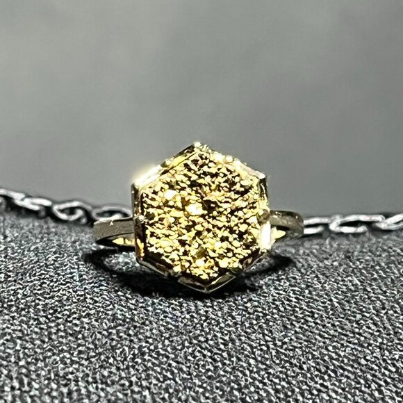 KENDRA SCOTT Kylie Hexagon Gold Druzy Ring Size 4.5 - Picture 1 of 8